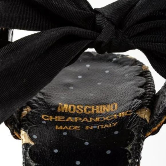 Moschino Cheap and Chic Spotted Raffia Wedges with Bow - Picture 10 of 10